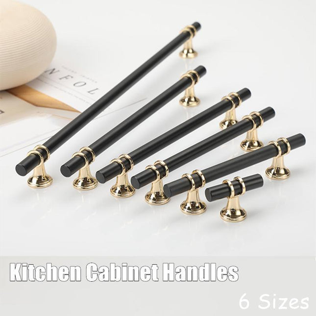 Black+Gold Design Kitchen Cabinet Handles Drawer Bar Handle Pull 96 128 160 192 320MM - Aimall