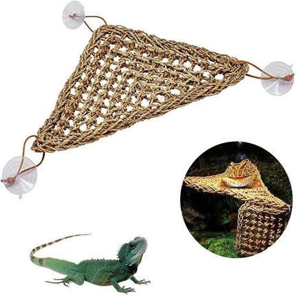 Natural straw reptile bed hammock for basking.