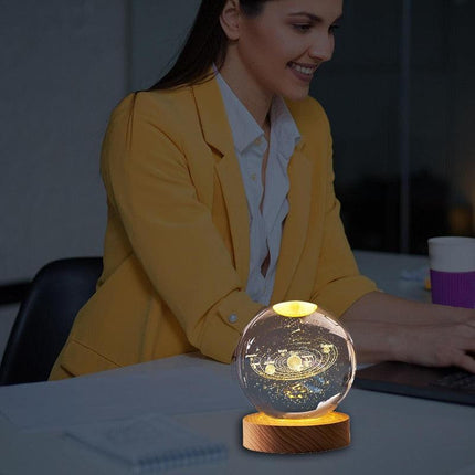 80mm Crystal Solar System Planet Globe 3D Laser Engraved Sun System Ball Gift - Aimall
