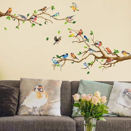 130*65CM Removable Wall Stickers Birds on Tree Branch Wall Decor Decal Home - Aimall