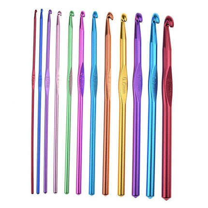 12 Size Multi Coloured Aluminium Crochet Hooks Yarn Knitting Needles 2-8mm Set - Aimall