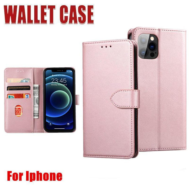 Rose Gold Wallet Leather Flip Case Cover For iPhone 7 8 6 6S Plus X 11 12 13 Pro XS Max XR - Aimall