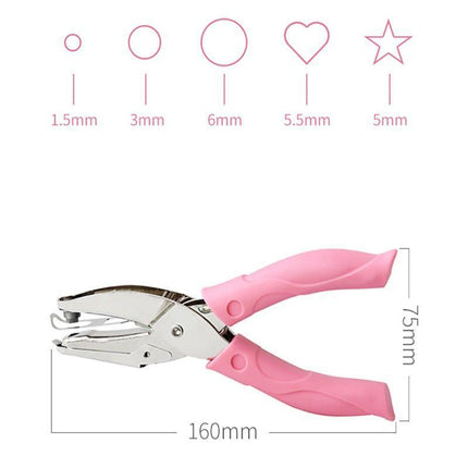 Circle/Heart/Star Shaped Metal Hole Punch pliers Soft Grip Paper Hand Puncher - Aimall