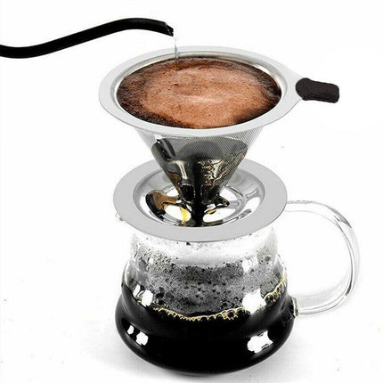 Coffee Tea Cup Drip Filter Mesh Holder Reusable Stainless Steel Pour Over Funnel - Aimall