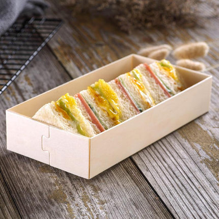100x Clear Window Display Camulon Square Disposable Cake Takeaway Wooden Boxes - Aimall