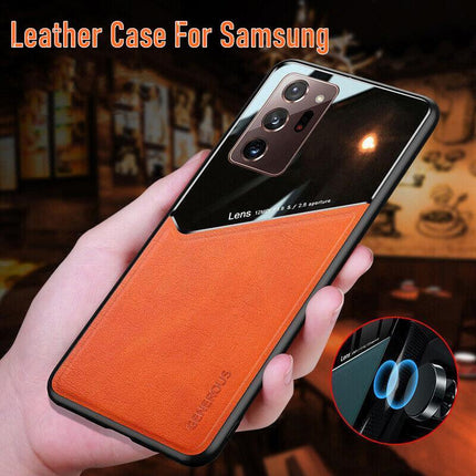 For Samsung Galaxy S21 S22 S20 Note 20 Ultra Plus S20 FE Leather Case Orange - Aimall
