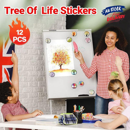 12PCS Tree Of Life Landscape Refrigerator Magnets Glass Stickers Whiteboard - Aimall