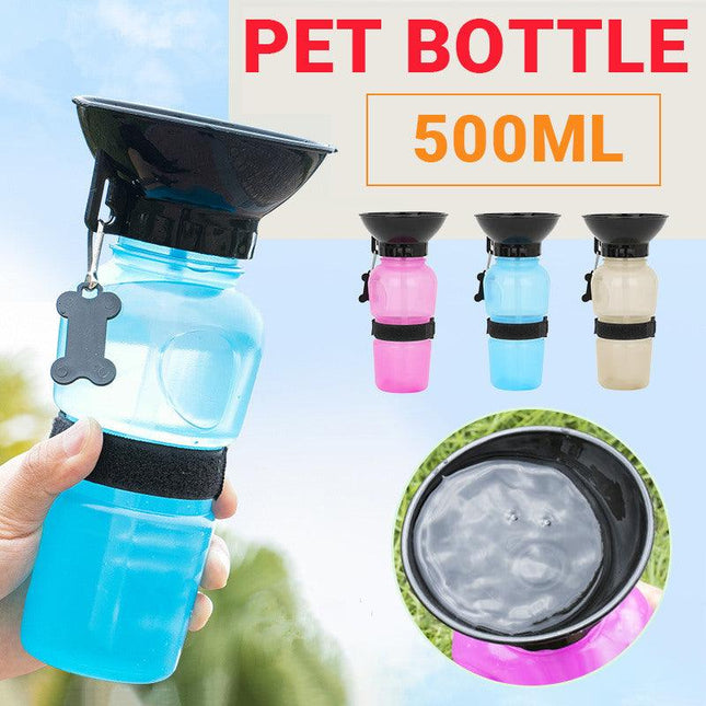 500ML Dog Cat Water Drinking Bottle Detachable Travel Cup Portable Pet Feeder - Aimall