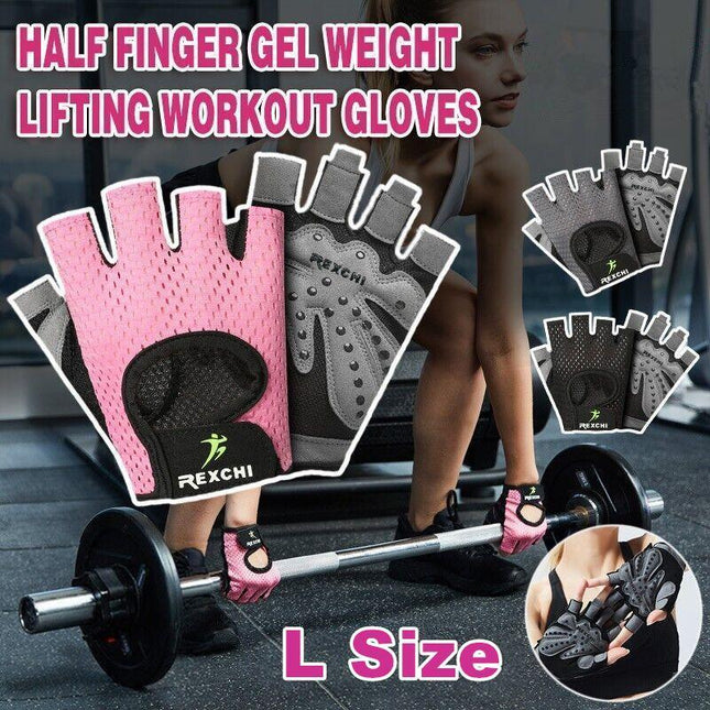 L Size Women Fitness Gym Training Gloves Half Finger Gel Weight Lifting Workout Gloves - Aimall