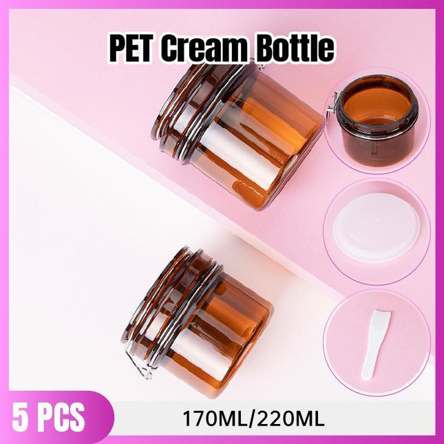 5pcs Sealed Bottle Mask Jar PET Plastic Packaging Containers for Skincare Use