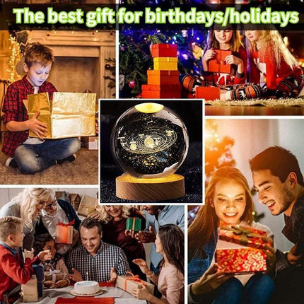 80mm Crystal Solar System Planet Globe 3D Laser Engraved Sun System Ball Gift - Aimall