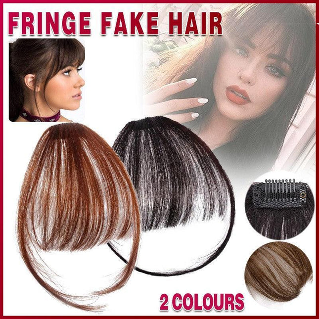 Clip In on Bangs Fringe Fake Hair Extensions Straight Front Neat Hair as Human - Aimall