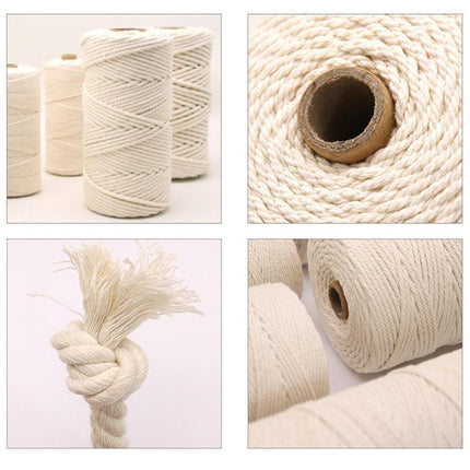 2/3/4MM Macrame Rope Natural Beige Cotton Twisted Cord Artisan Hand Craft - Aimall