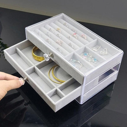 3Tier Acrylic Jewelry Organizer Box Display Drawer Case Earring Necklace Storage - Aimall