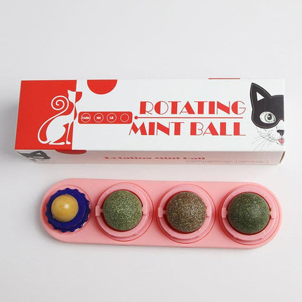 Cat Toy Catnip Ball Lick Solid Nutrition Help Digestion Wall Mount Hair Remover - Aimall