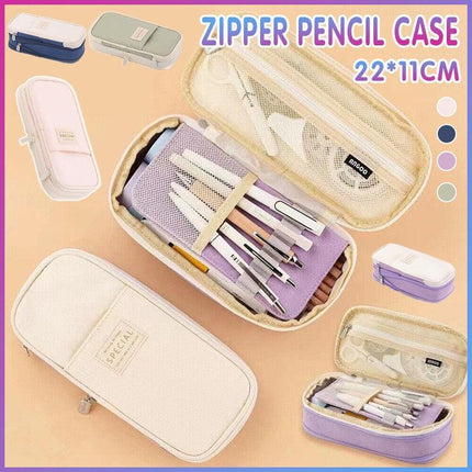 Zipper Pencil Case Pen Bag Organizer School Office Cosmetic Stationery Storage - Aimall