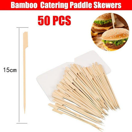 Bamboo Wooden Catering Paddle Skewers Disposable Finger Food Cocktail BBQ - Aimall