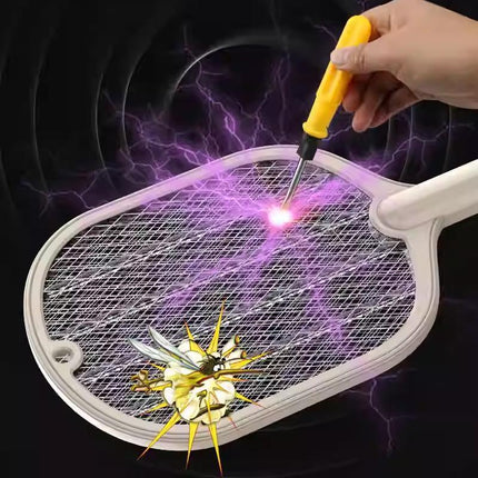 2 In 1 Electric USB Rechargable Racket Fly Swatter Mosquito Insect Killer Zapper - Aimall