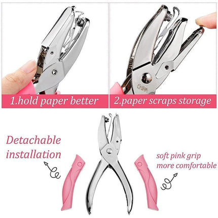 Circle/Heart/Star Shaped Metal Hole Punch pliers Soft Grip Paper Hand Puncher - Aimall