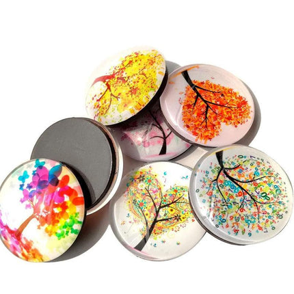 12PCS Tree Of Life Landscape Refrigerator Magnets Glass Stickers Whiteboard - Aimall