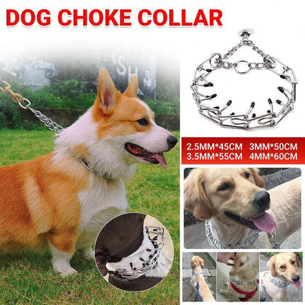 S-XL Collar Choke Steel Metal Chain Dog Training Adjustable Necklace Sliver - Aimall
