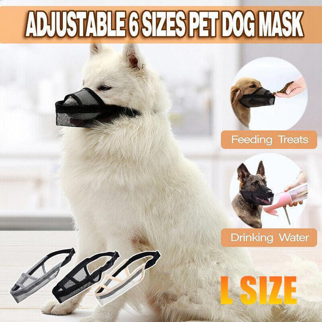 Adjustable L Size Pet Dog Mask Mouth Muzzle Anti Barking Bite Stop Chewing Mask - Aimall