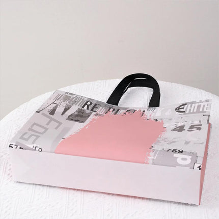 25x Fashion Non Woven Tote Bags Reusable Shopping Bags Clothing Store Pink