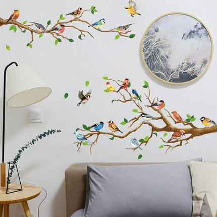 130*65CM Removable Wall Stickers Birds on Tree Branch Wall Decor Decal Home - Aimall