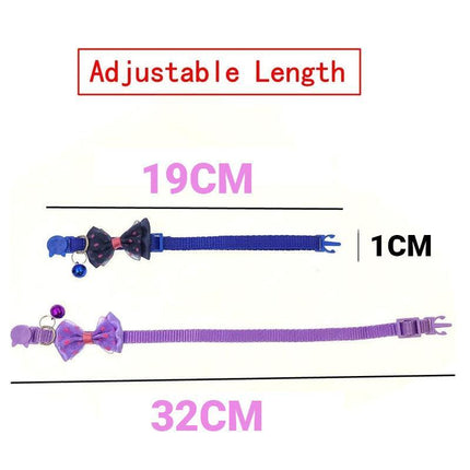 Bow Tie Cat Dog Kitten Collar with Breakaway Safety Release Buckle with Bell - Aimall