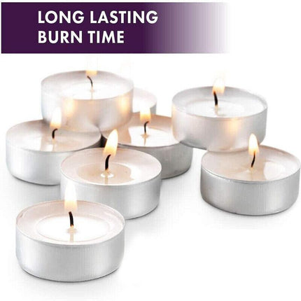 Long Lasting Tealight Candles Set 50PCS White Smokeless Paraffin Wax Cup