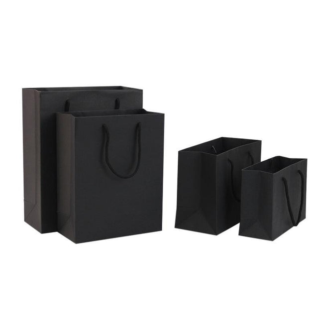 150PCS Bulk Black Paper Bags Gift Shopping Carry Craft Bag with Cutton Handles - Aimall