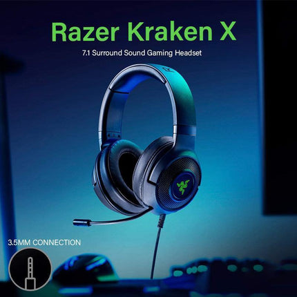 Razer Kraken X USB Digital Surround Sound Gaming Headset - Classic Black - Aimall
