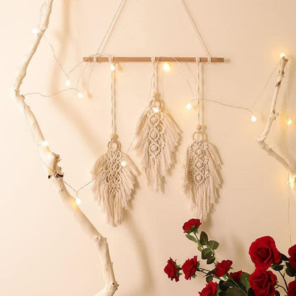 Leaf Shape Boho Handmade Macrame Wall Hanging knitting Cotton Rope Home Decor - Aimall