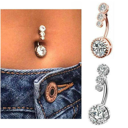 Belly Button Rings Bar Navel Surgical Steel Zirconia Piercing Body Piercing - Aimall