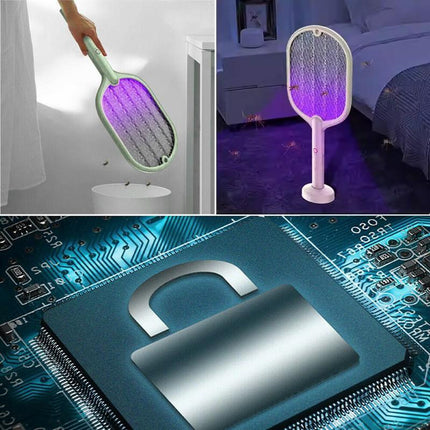 2 In 1 Electric USB Rechargable Racket Fly Swatter Mosquito Insect Killer Zapper - Aimall