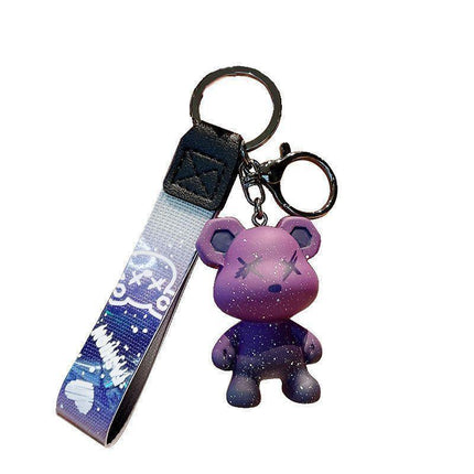 Car Keyring Animal Key Ring Lanyard Bear Keychain Gradient colour Bear Keychain - Aimall