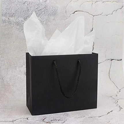 150PCS Bulk Black Paper Bags Gift Shopping Carry Craft Bag with Cutton Handles - Aimall