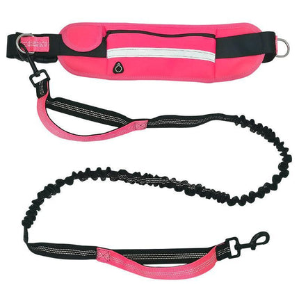 Adjustable Hands Free Dog Leash Lead + Waist Bag Belt Jogging Walking Running - Aimall