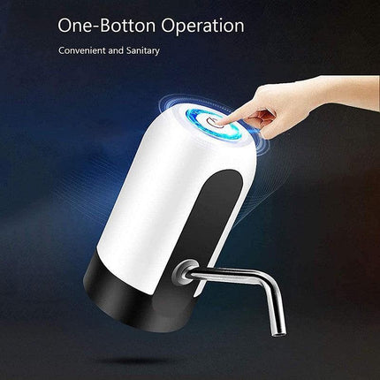 Electric Water Bottle Pump Dispenser Drinking USB Button Black White Drinking - Aimall