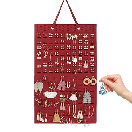 Hanging Jewelry Organizer Closet Necklace Holder Felt Jewelry Roll Jewelry - Aimall