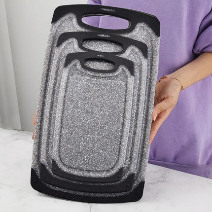 Plastic Chopping Board Cutting Boards Set for Kitchen Juice Groove Black Marble - Aimall