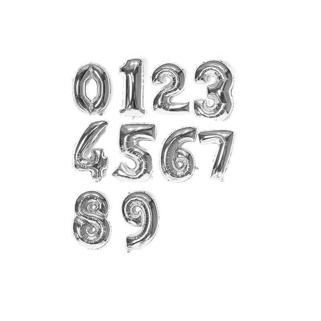 Silver 32" Foil Number Balloon 81cm Rose Gold Silver Rainbow Birthday Party Wedding - Aimall