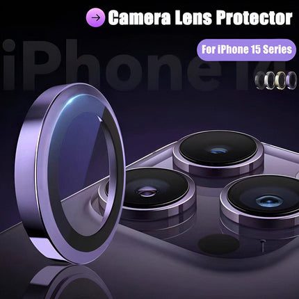 For Apple iPhone 15/15 Plus Camera Lens Protector Glass Screen Metal Ring