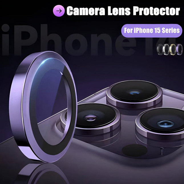 For Apple iPhone 15/15 Plus Camera Lens Protector Glass Screen Metal Ring