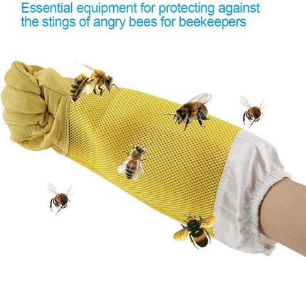Beekeeping Gloves Goatskin with Vented Beekeeper Keeping Bee Long Sleeves - Aimall