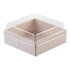 100x Clear Window Display Camulon Square Disposable Cake Takeaway Wooden Boxes - Aimall