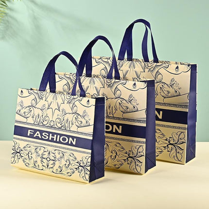 25x Fashion Non Woven Tote Bags Reusable Shopping Bags Clothing Store Retro Style