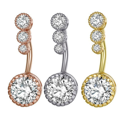 Belly Button Rings Bar Navel Surgical Steel Zirconia Piercing Body Piercing - Aimall