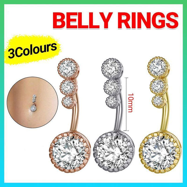 Belly Button Rings Bar Navel Surgical Steel Zirconia Piercing Body Piercing - Aimall