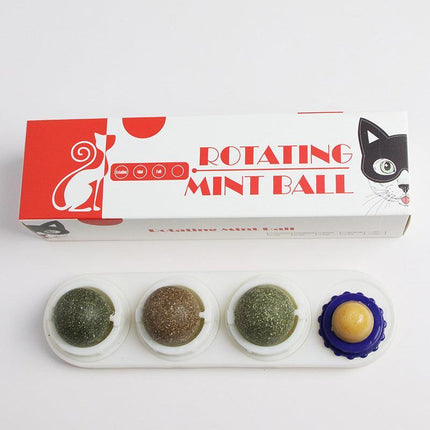 Cat Toy Catnip Ball Lick Solid Nutrition Help Digestion Wall Mount Hair Remover - Aimall